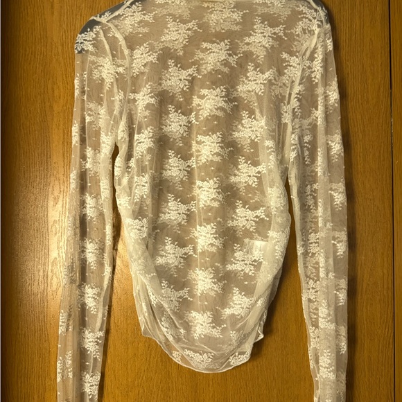 All in Favor Sheer White Lace Blouse - Picture 3 of 4